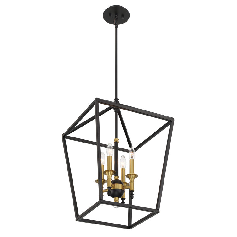 Elegant Coal and Soft Brass 4-Light Pendant for Indoor/Outdoor