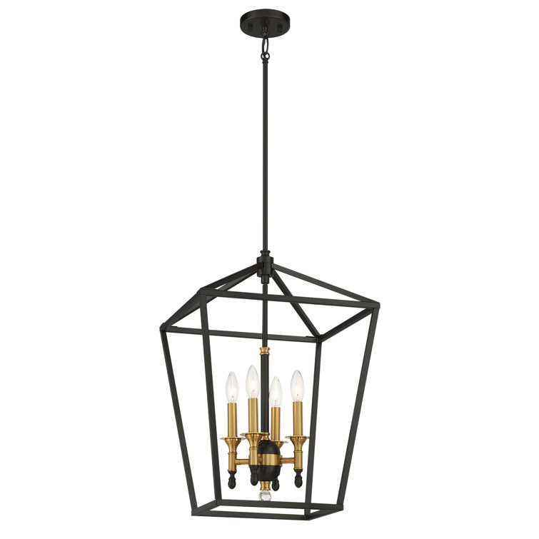 Elegant Coal and Soft Brass 4-Light Pendant for Indoor/Outdoor