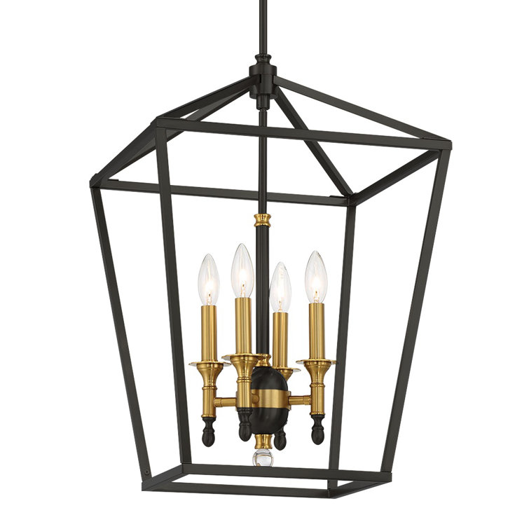 Elegant Coal and Soft Brass 4-Light Pendant for Indoor/Outdoor