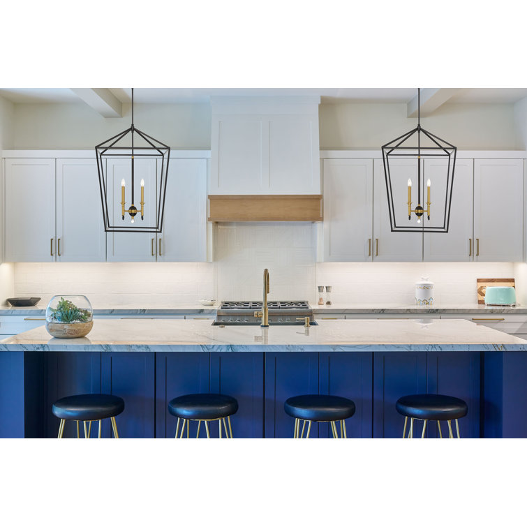 Coal & Soft Brass Geometric 4-Light Indoor/Outdoor Pendant