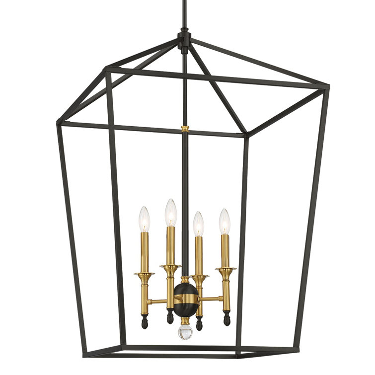 Coal & Soft Brass Geometric 4-Light Indoor/Outdoor Pendant