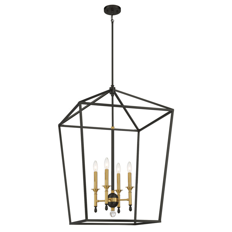 Coal & Soft Brass Geometric 4-Light Indoor/Outdoor Pendant