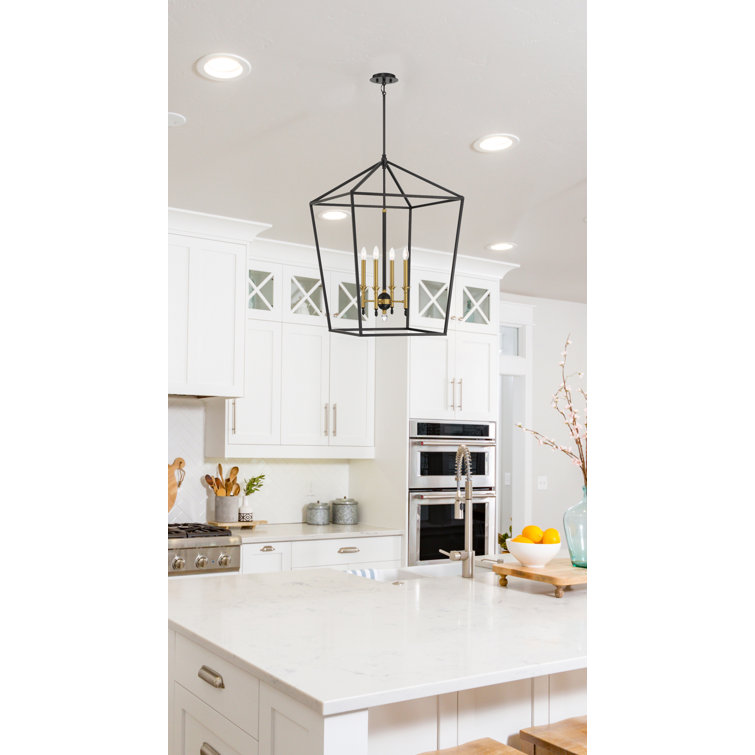 Coal & Soft Brass Geometric 4-Light Indoor/Outdoor Pendant