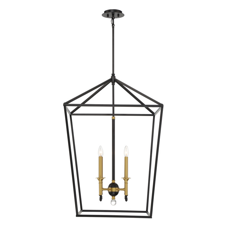 Coal & Soft Brass Geometric 4-Light Indoor/Outdoor Pendant