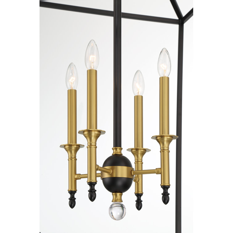 Coal & Soft Brass Geometric 4-Light Indoor/Outdoor Pendant