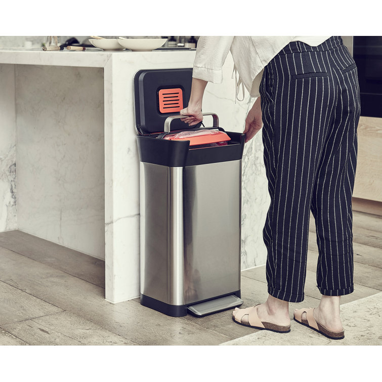 Fingerprint Resistant Stainless Steel Rectangular Trash Can with Pedal