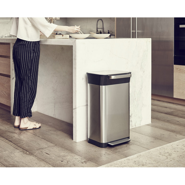 Fingerprint Resistant Stainless Steel Rectangular Trash Can with Pedal