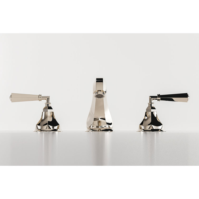 Elegant Polished Nickel 3-Hole Widespread Lavatory Faucet with Crystal Handles