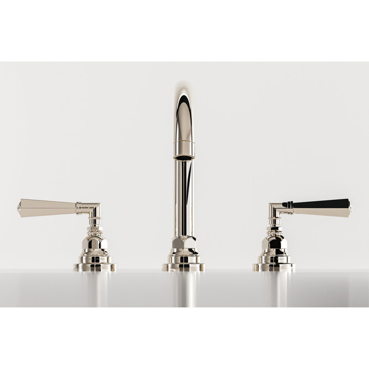 Polished Nickel Widespread Bathroom Faucet with Lever Handles