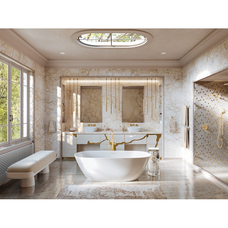 Lussari 60" White Freestanding Soaking Bathtub