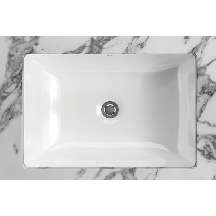 Eirene 16'' White Solid Surface Rectangular Undermount Bathroom Sink