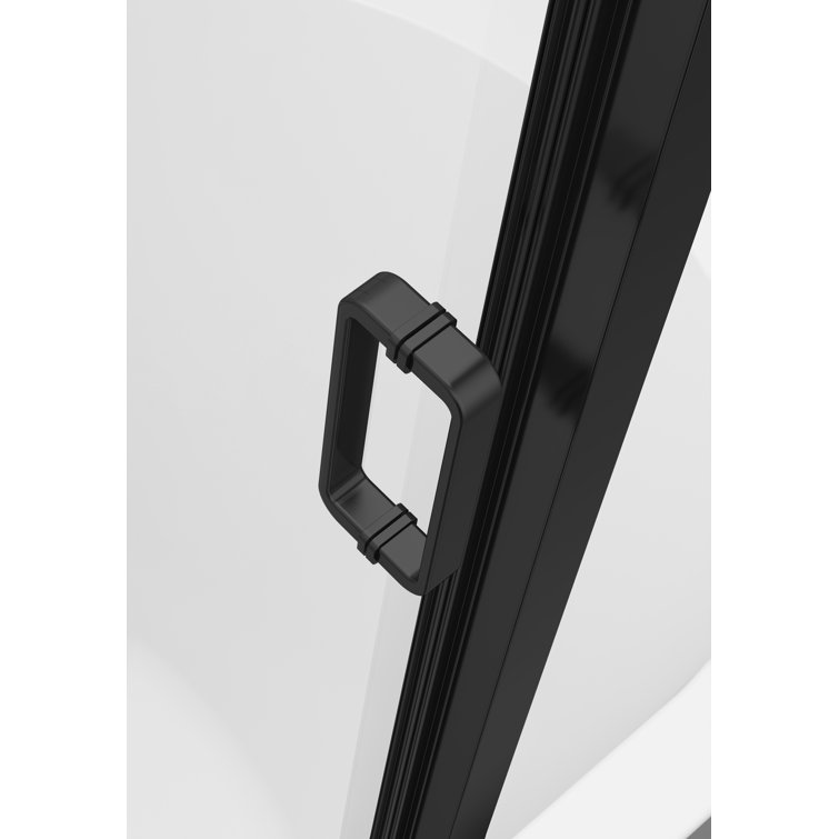 Black Aluminum Framed Tub Door with Clear Tempered Glass