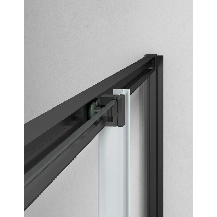Black Aluminum Framed Tub Door with Clear Tempered Glass