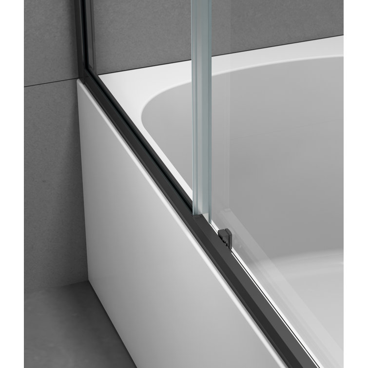 Black Aluminum Framed Tub Door with Clear Tempered Glass