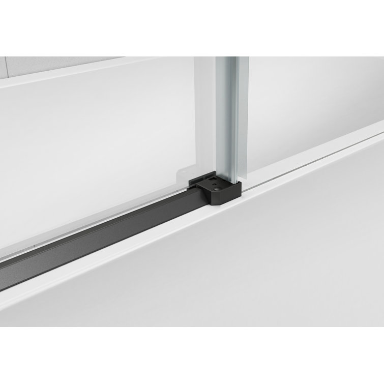 59" Black Aluminum Frameless Sliding Tub Door with Clear Tempered Glass