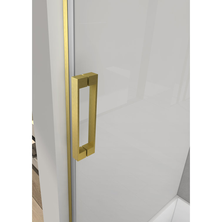 Gold and Clear Tempered Glass Sliding Tub Door