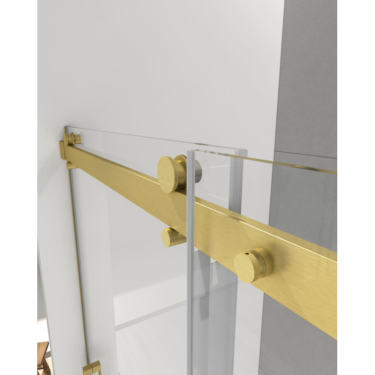 Gold and Clear Tempered Glass Sliding Tub Door