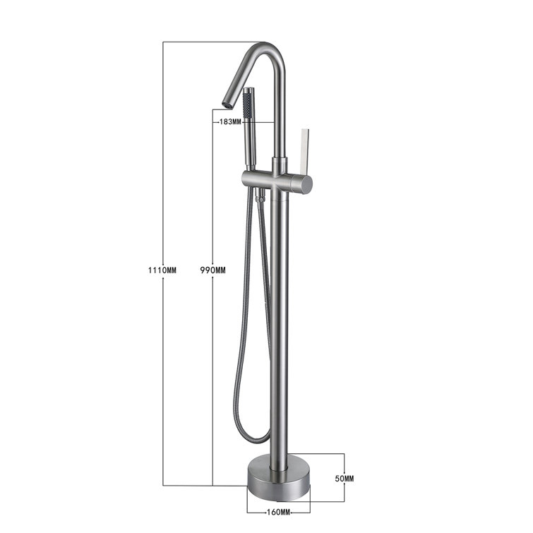 Brushed Nickel Freestanding Tub Filler with Hand Shower