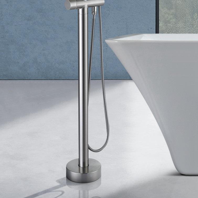 Brushed Nickel Freestanding Tub Filler with Hand Shower