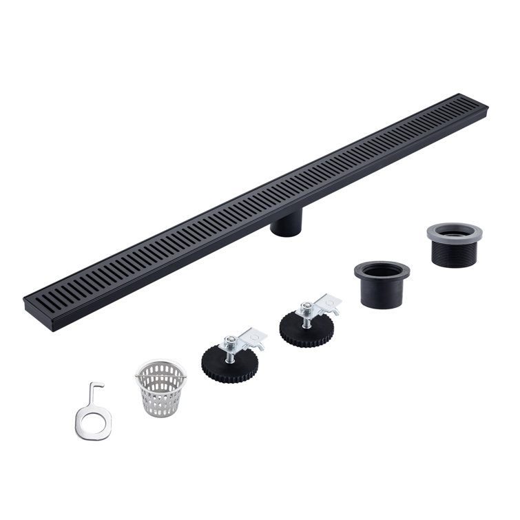 36'' Matte Black Stainless Steel Linear Grid Shower Drain