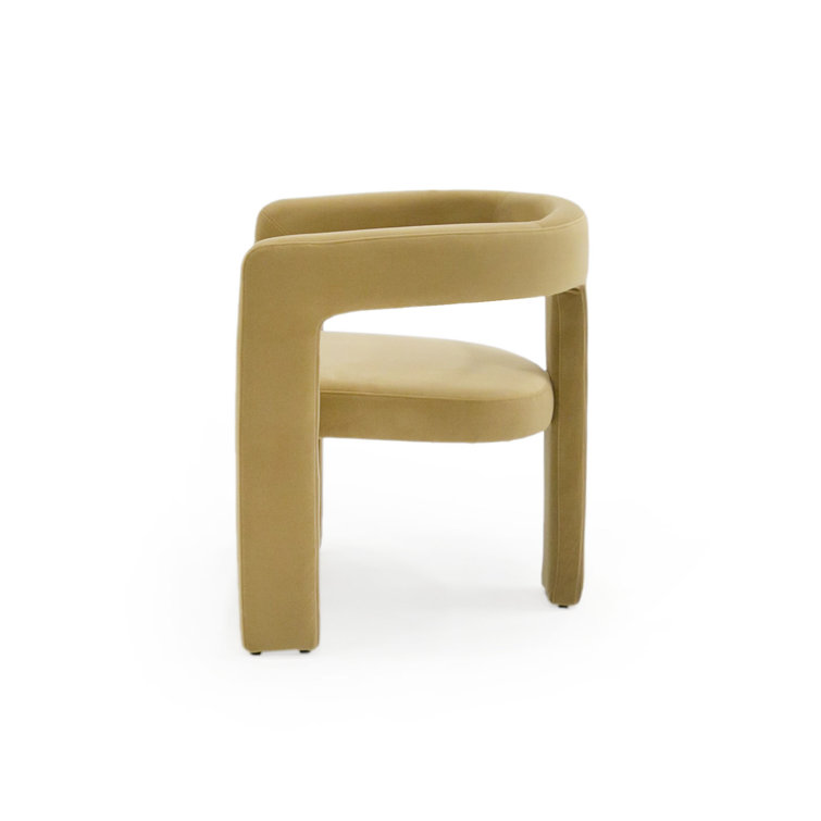 Tan Velvet Upholstered Dining Chair with Metal Legs