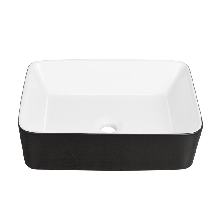 Elegant Dual-Tone 19" x 15" Rectangular Ceramic Vessel Bathroom Sink