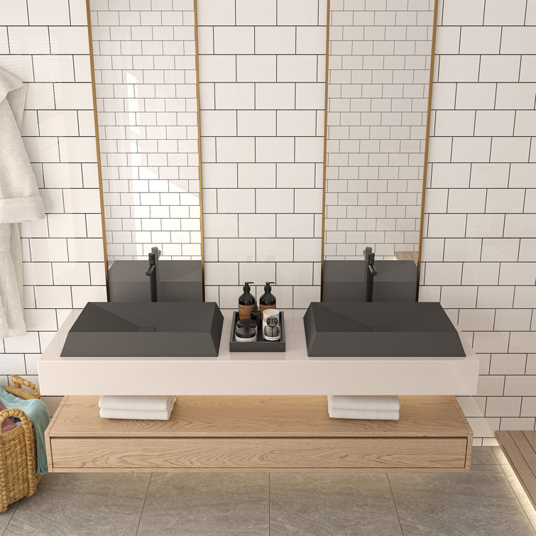Black Earth Rectangular Ceramic Above-Counter Vessel Sink