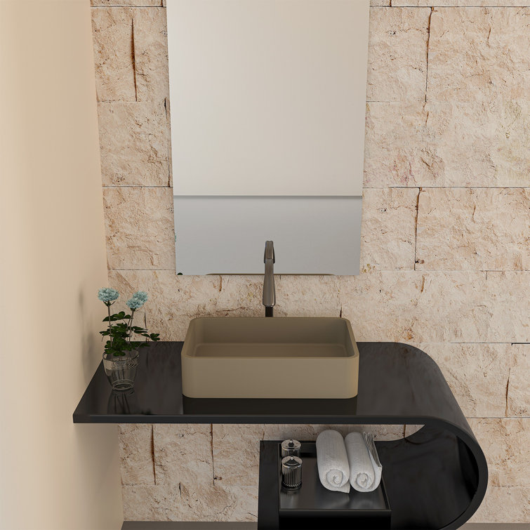 Taupe Clay Rectangular Ceramic Bathroom Sink