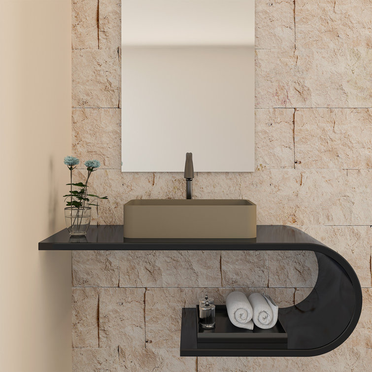 Taupe Clay Rectangular Ceramic Bathroom Sink