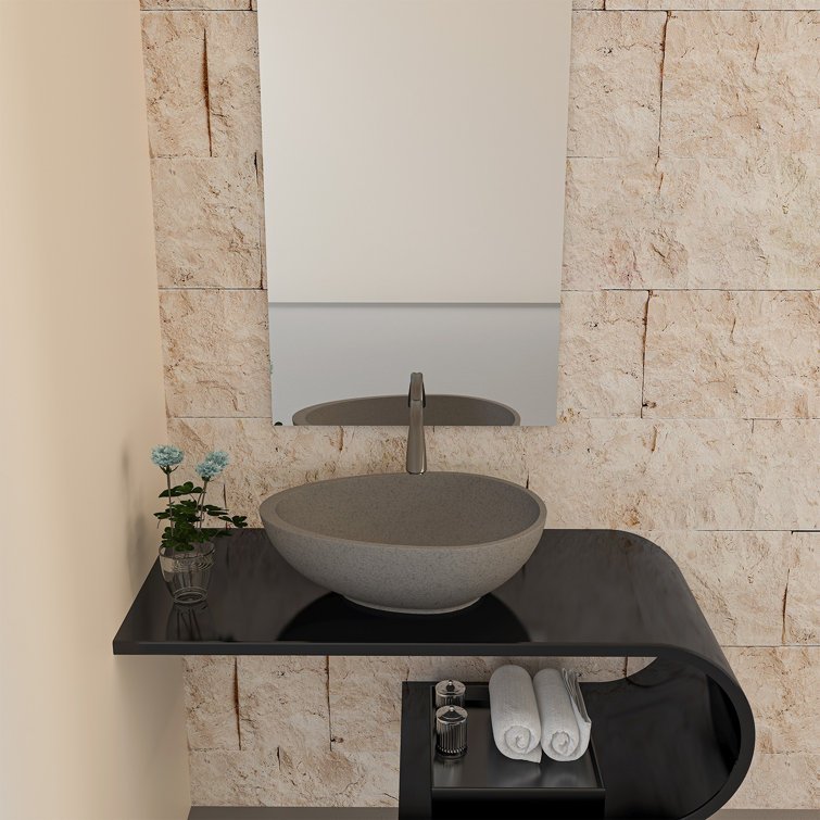 CASAINC Maple 15.35'' Concrete Oval Bathroom Sink