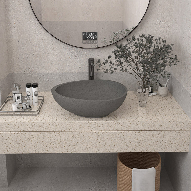CASAINC Maple 15.35'' Concrete Oval Bathroom Sink