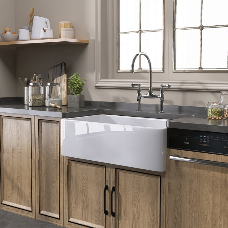 White Fireclay Farmhouse Apron Front Kitchen Sink
