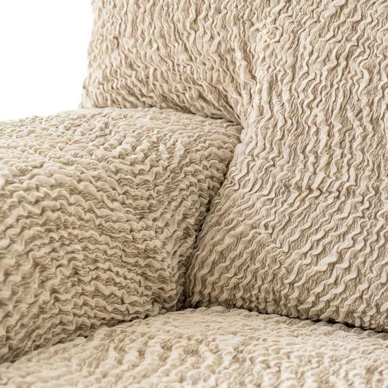 Beige Jacquard Stretch Armchair Slipcover