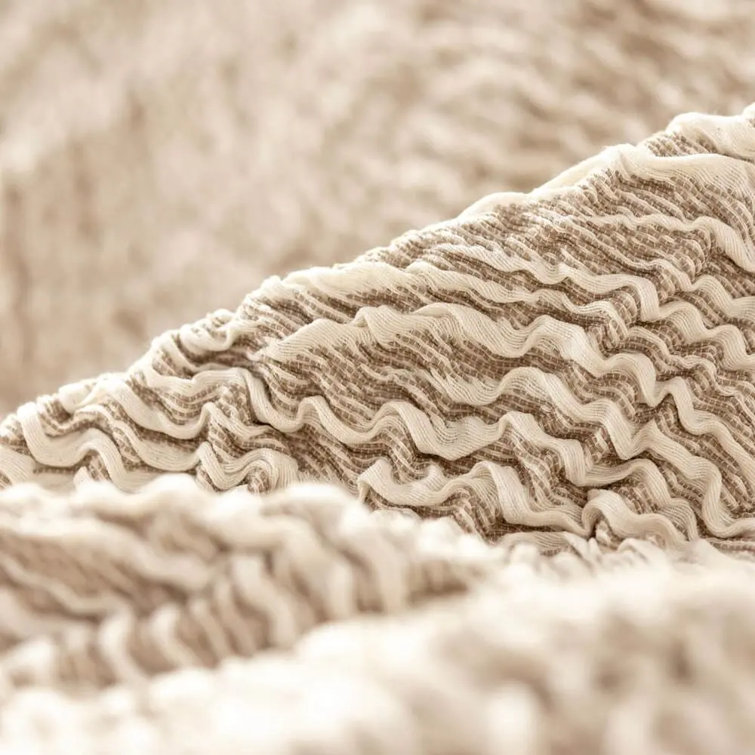 Beige Jacquard Stretch Armchair Slipcover