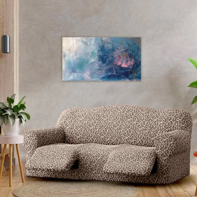 Brown Jacquard Stretch Recliner Sofa Slipcover