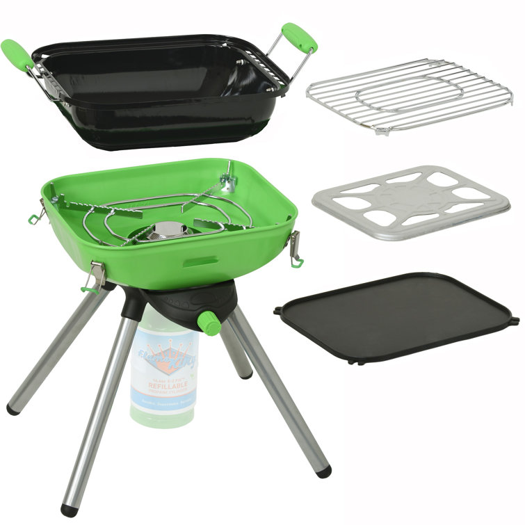 Light Green and Black Portable Propane BBQ Grill with Accessories