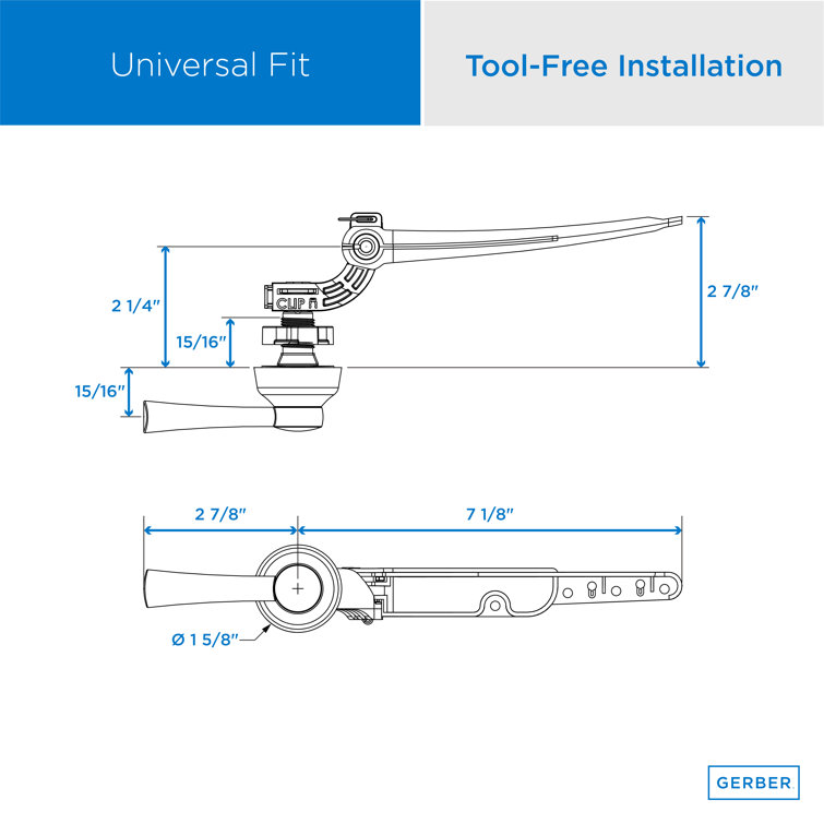 Universal Chrome Polished Toilet Tank Lever with PVC Handle
