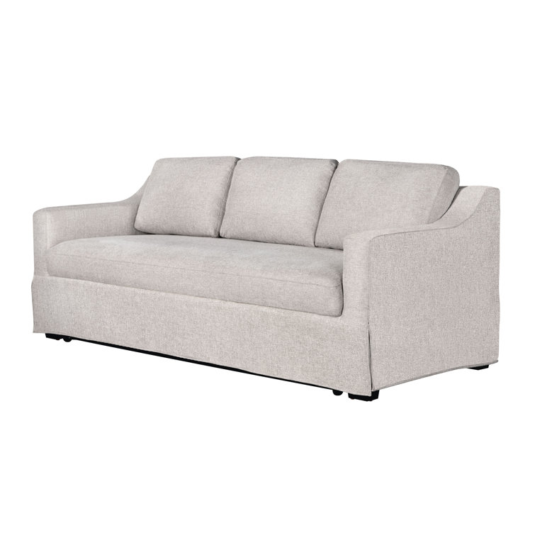 Beige Linen Queen Sleeper Sofa with Recessed Arms