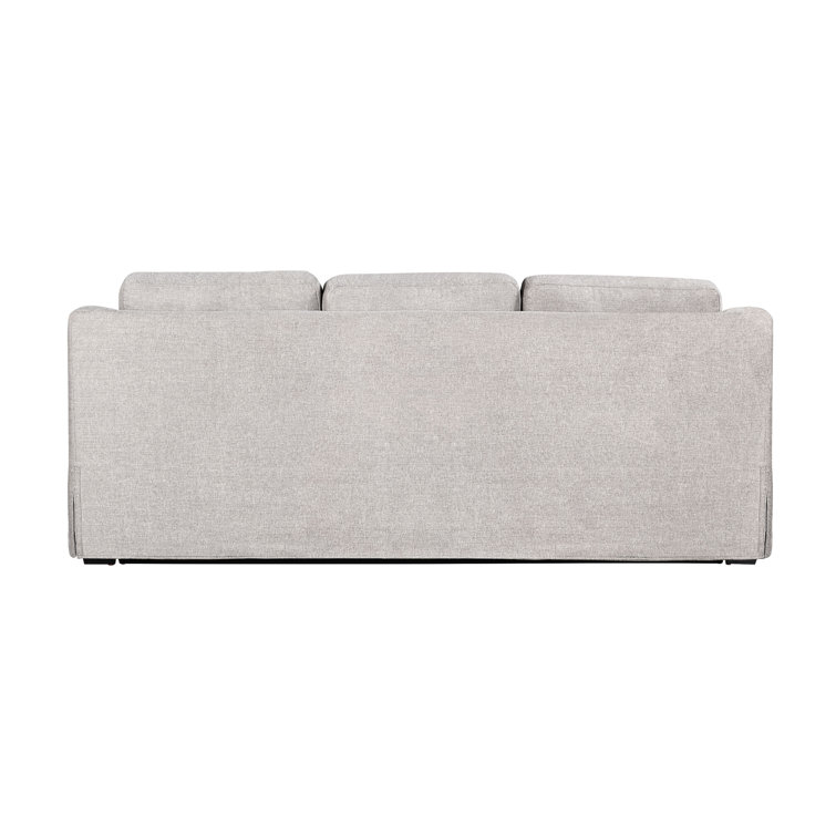 Beige Linen Queen Sleeper Sofa with Recessed Arms