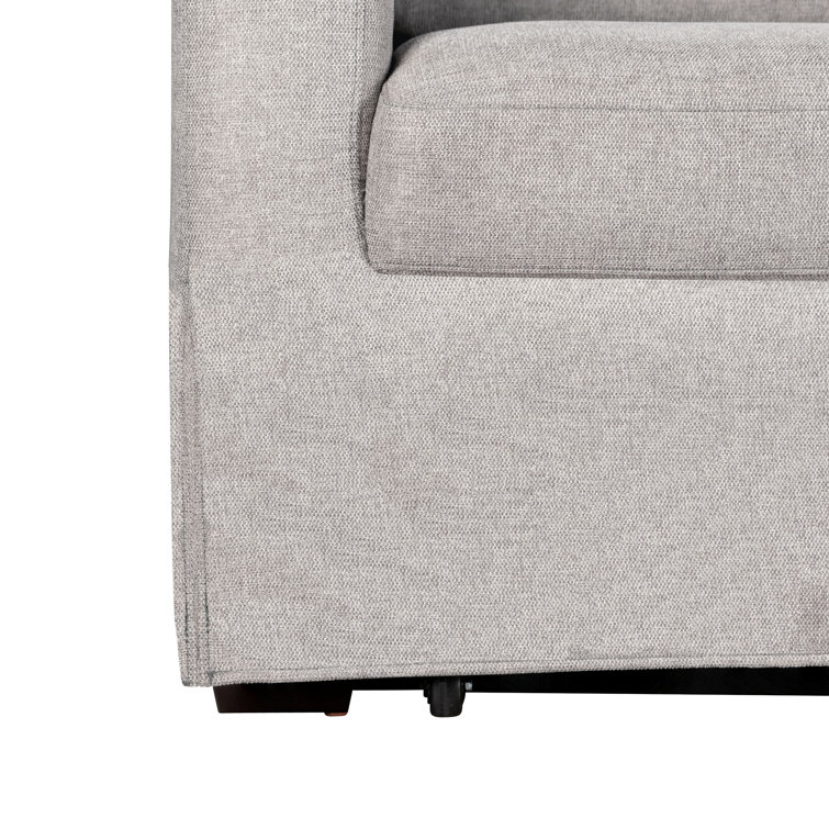 Beige Linen Queen Sleeper Sofa with Recessed Arms
