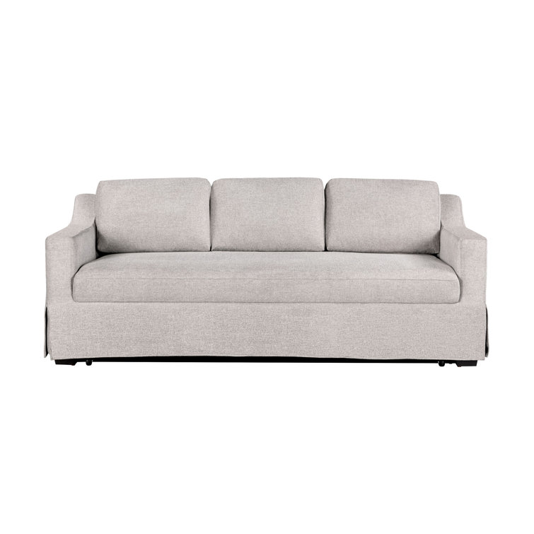 Beige Linen Queen Sleeper Sofa with Recessed Arms