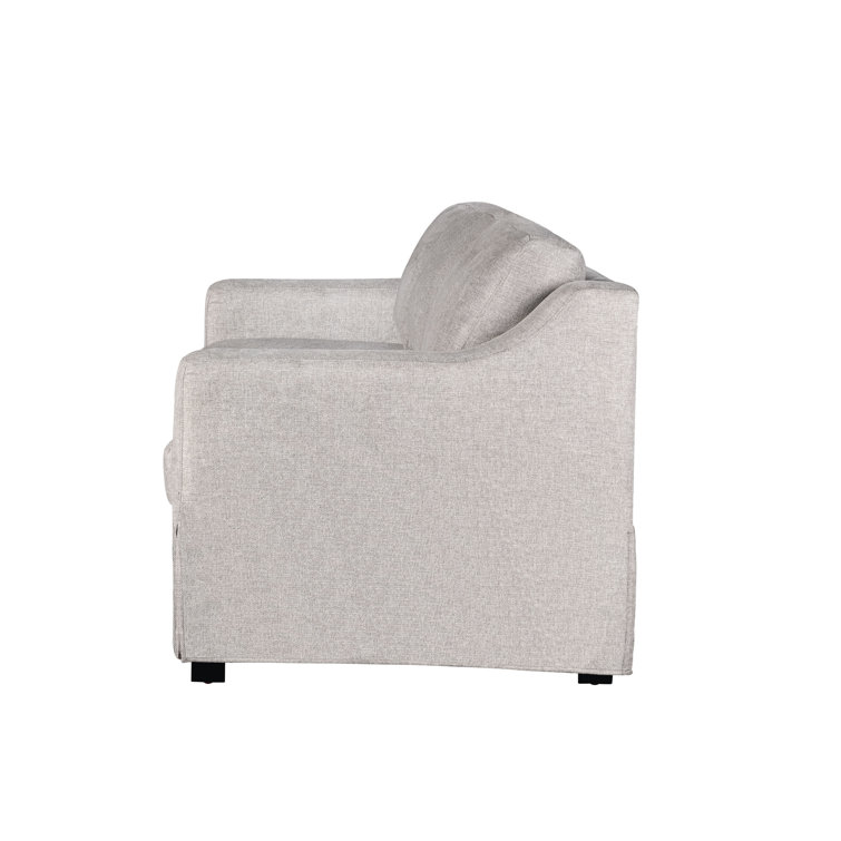 Beige Linen Queen Sleeper Sofa with Recessed Arms
