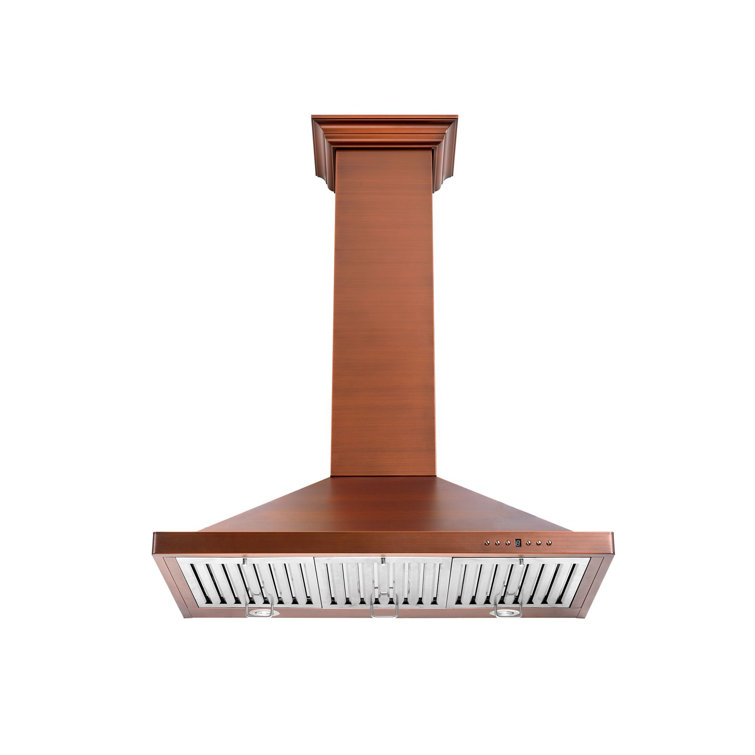 36" Copper Convertible Wall Mount Range Hood with Charcoal Filter