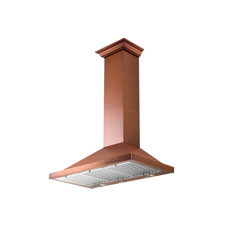 36" Copper Convertible Wall Mount Range Hood with Charcoal Filter
