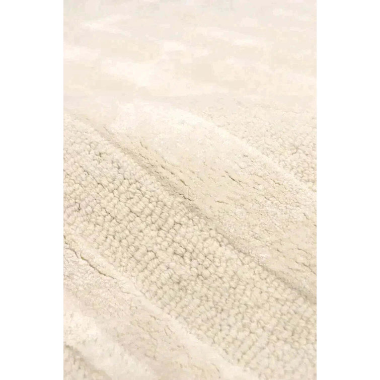 Ivory Hand-Tufted Wool and Viscose 9' x 12' Rectangular Rug