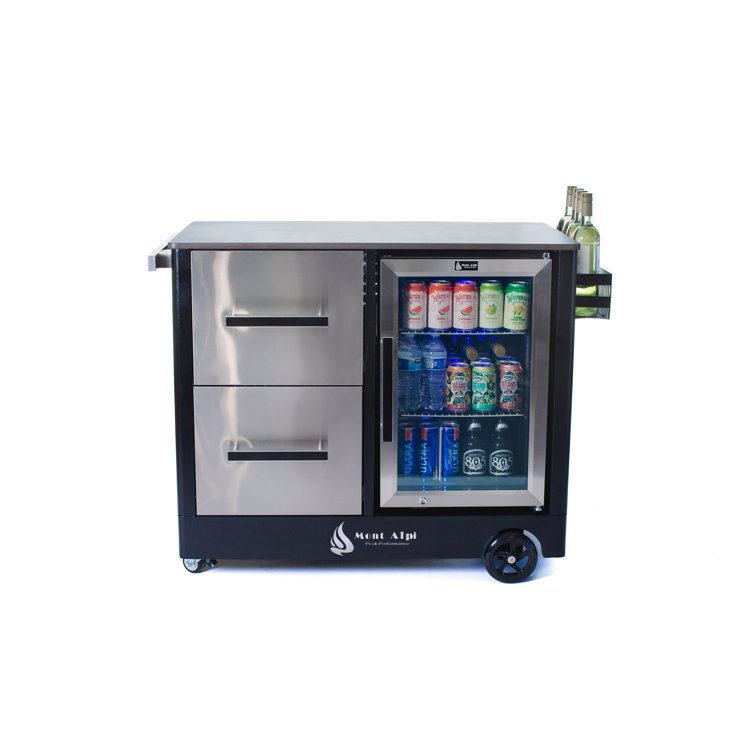 Stainless Steel Outdoor Bar Cart with Wine Rack and Storage