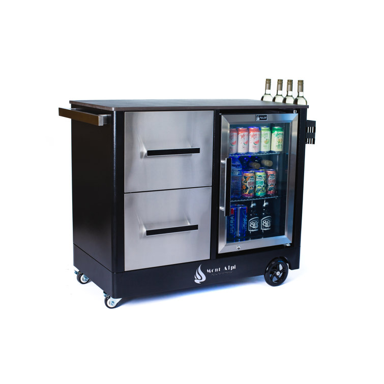 Stainless Steel Outdoor Bar Cart with Wine Rack and Storage