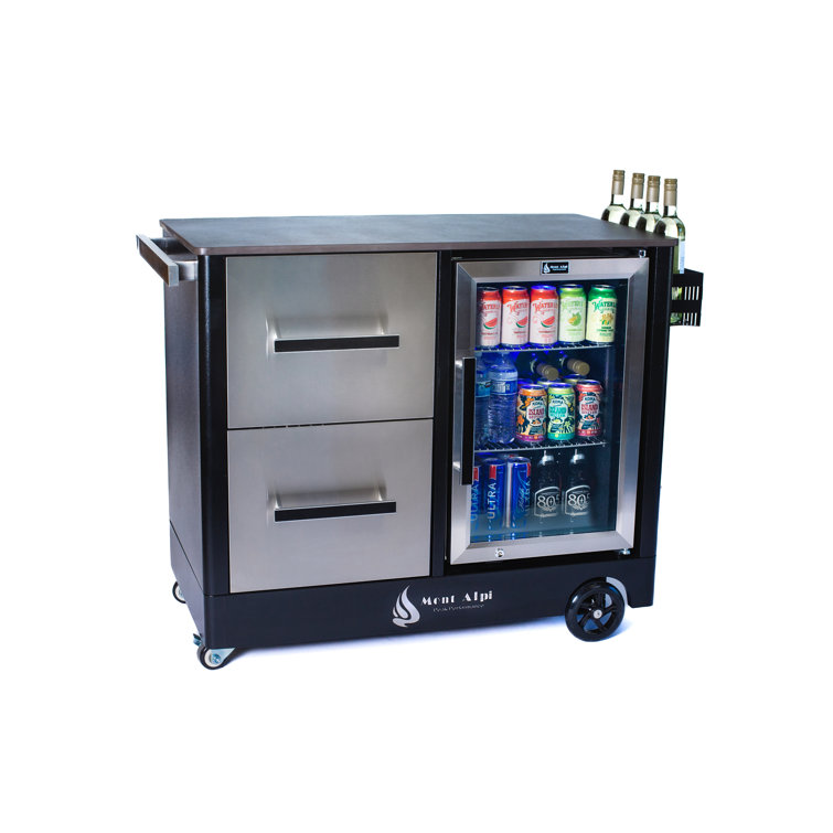 Stainless Steel Outdoor Bar Cart with Wine Rack and Storage