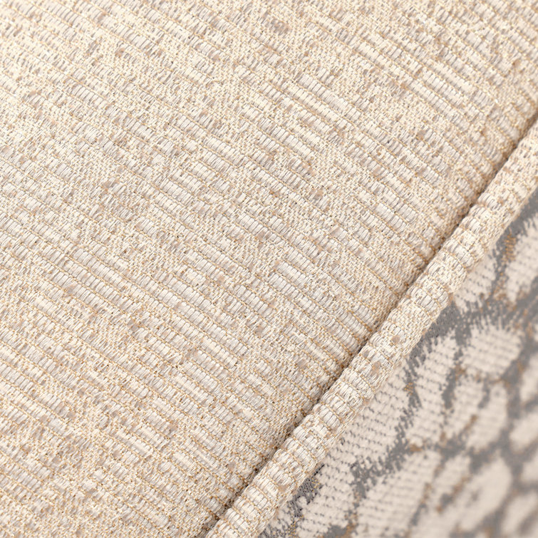 Lisbon 98'' Beige Chenille Round Arm Sofa with Gold Accents