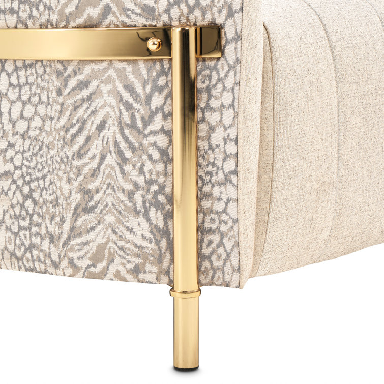 Lisbon 71'' Beige Chenille Loveseat with Brass Legs